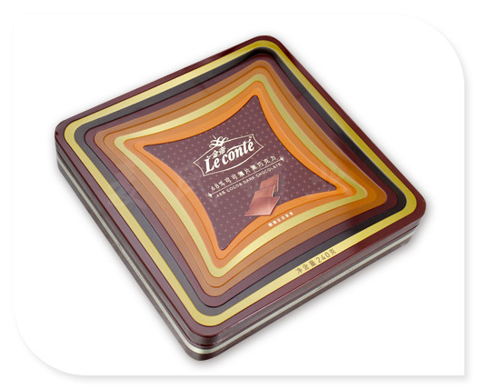 正方形黑巧克力鐵盒 正方形黑巧克力鐵盒正面圖