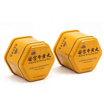六邊形安宮牛黃丸鐵盒,保健品鐵盒包裝盒