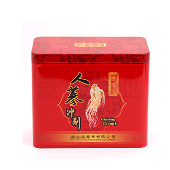 方形人參沖劑鐵盒包裝加工,保健品鐵盒生產(chǎn)廠家