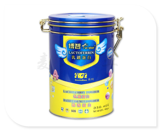 圓形帶鐵扣乳鐵蛋白鐵罐 圓形帶鐵扣乳鐵蛋白鐵罐