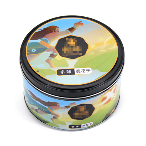 圓形葵花籽年貨禮盒鐵罐包裝 圓形葵花籽年貨禮盒鐵罐包裝