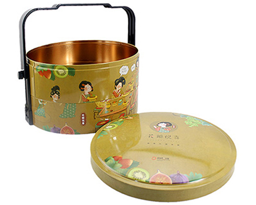 三層手提月餅馬口鐵盒 三層手提月餅馬口鐵盒