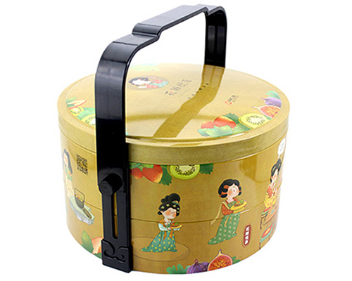 三層手提月餅馬口鐵盒 三層手提月餅馬口鐵盒